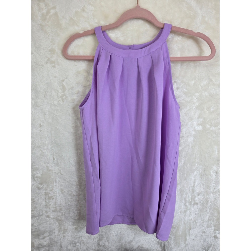 Grace Karin Lavender Purple Halter Neck Pleated Sleeveless Blouse Top Small NWT